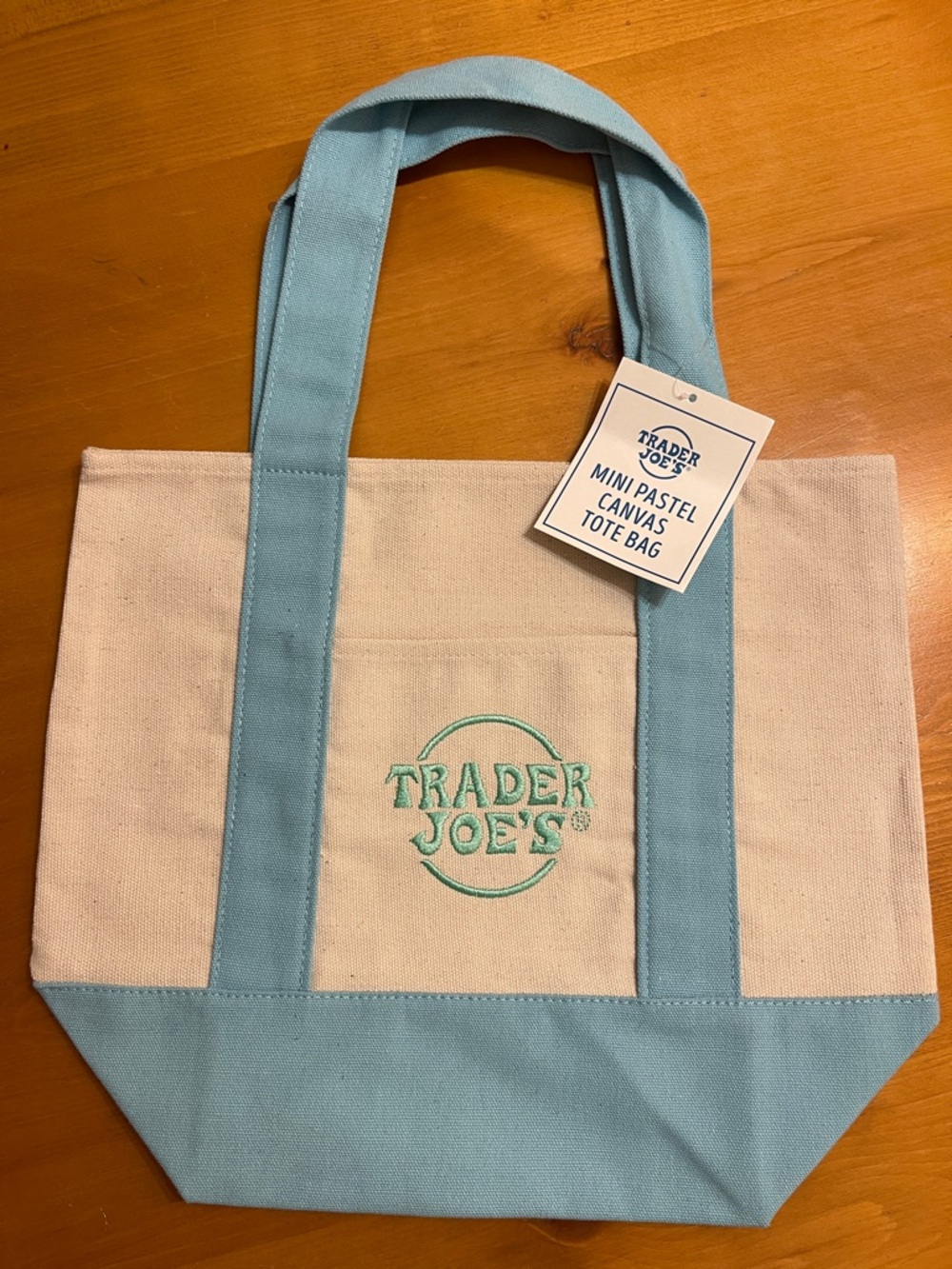 Trader Joe's Mini Pastel 🩵Blue🩵Canvas Tote - NWT